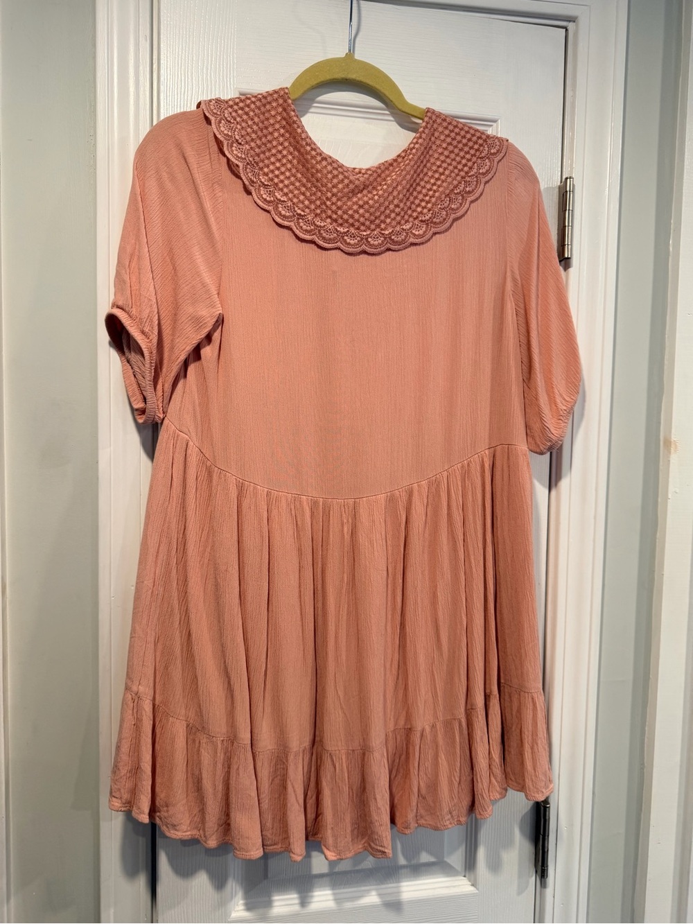 Zara Size M Embroidered Lace Collar Babydoll Tunic Dress Top Boho Cottagecore - Picture 6 of 11